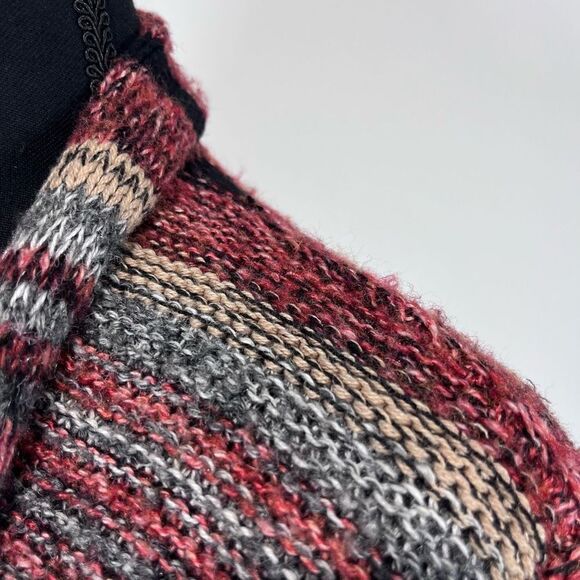 American Eagle Striped Waterfall Sweater Cardigan Size S Burgundy Pink Women’s - Picture 5 of 16